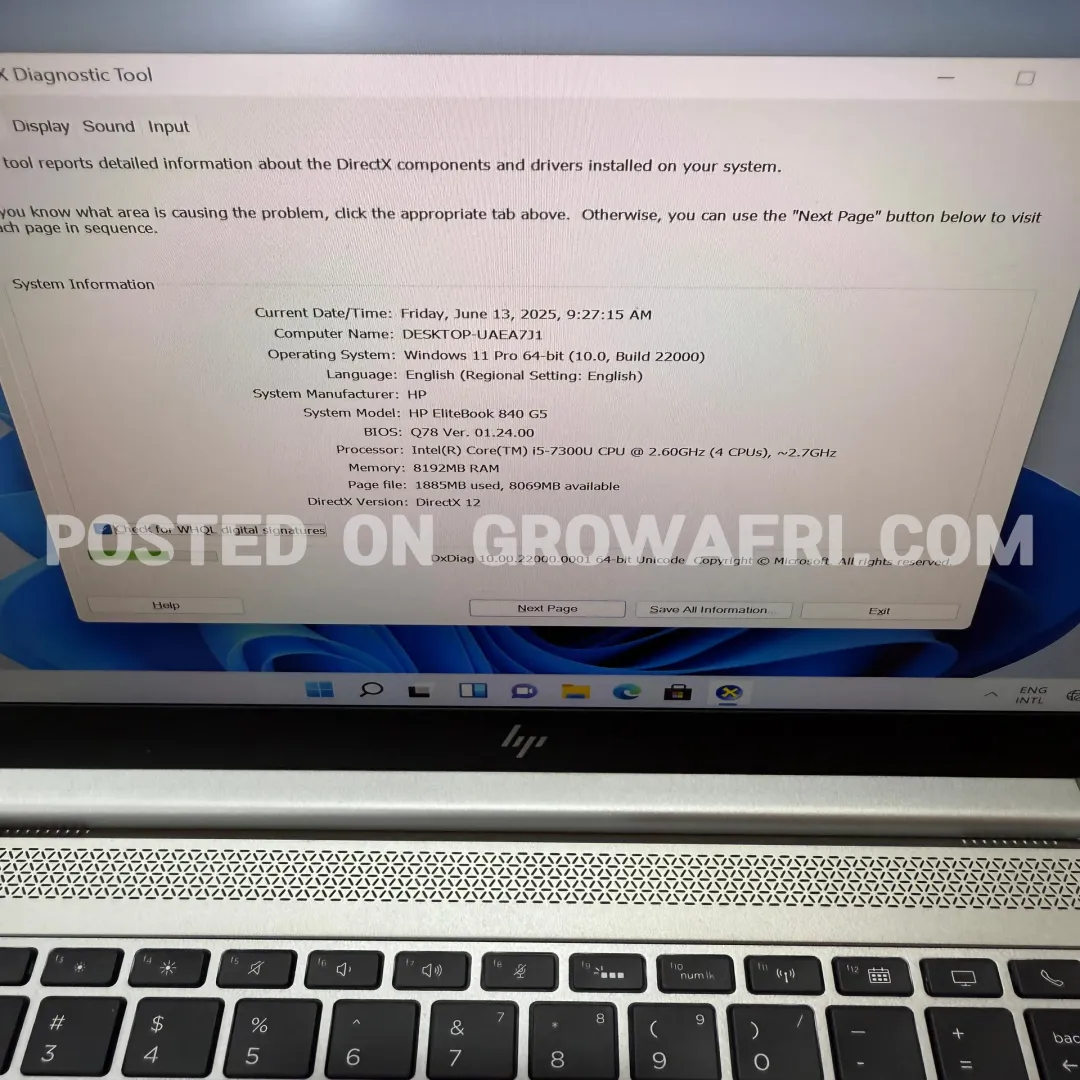 HP Elitebook 840 G5 Intel Core i5-7300U @ 2.6Ghz 8gb Ram 256gb SSD 7th Gen