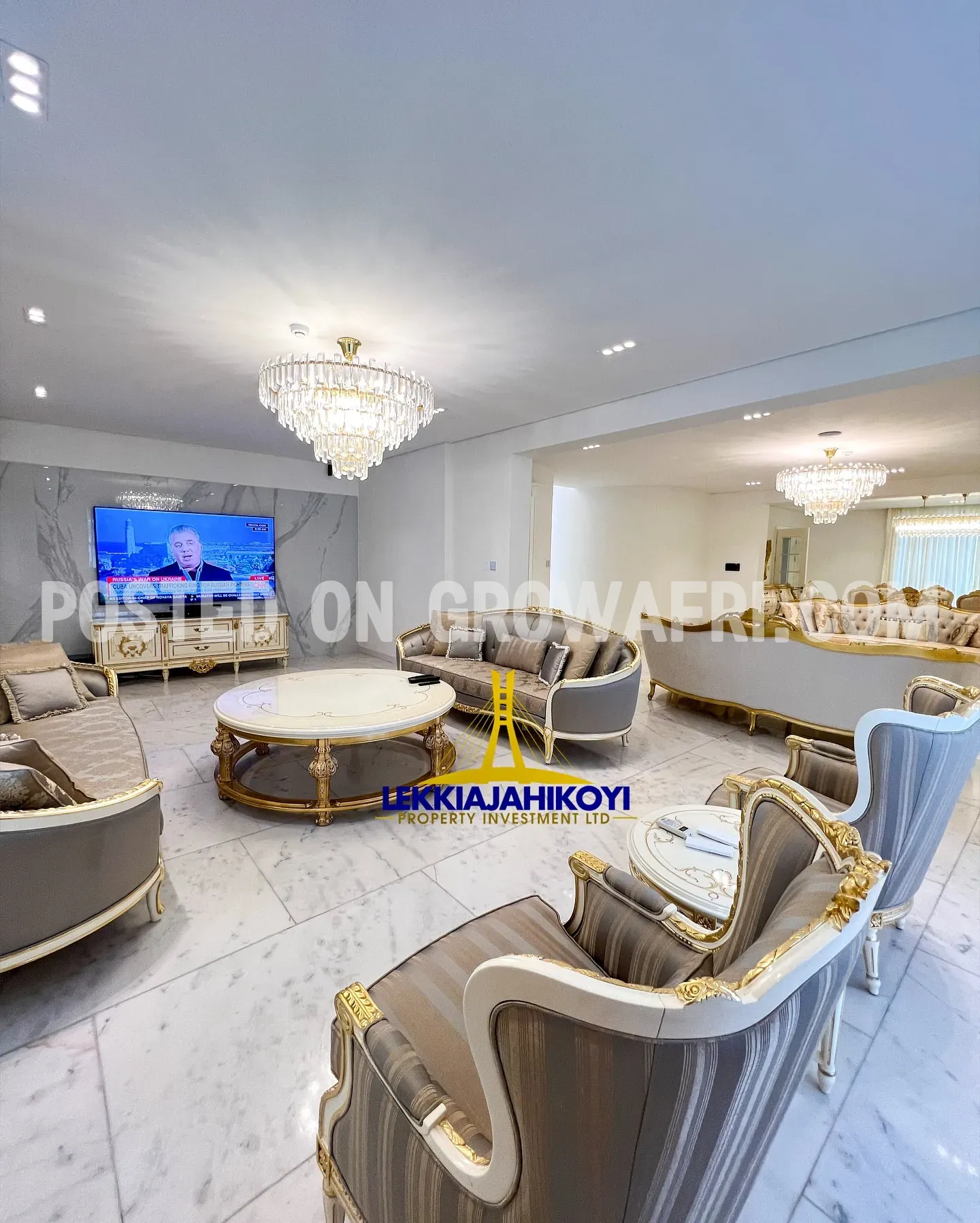 Waterfront Super luxurious and fully furnished and automated 6 bedroom mansion with large en-suite bedrooms.