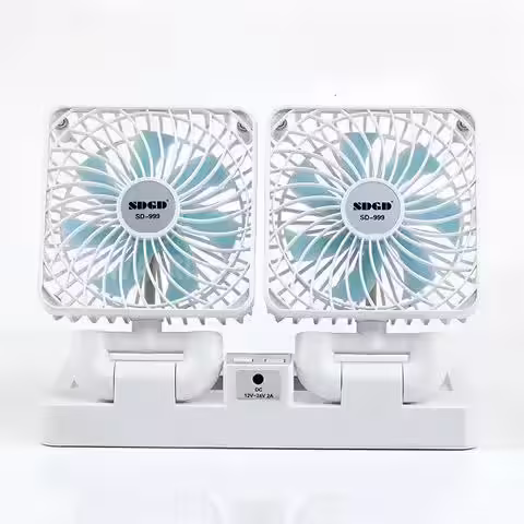 Rechargeable double head  solar fan.  very strong ? ?  You can charge it with sun or normal light  