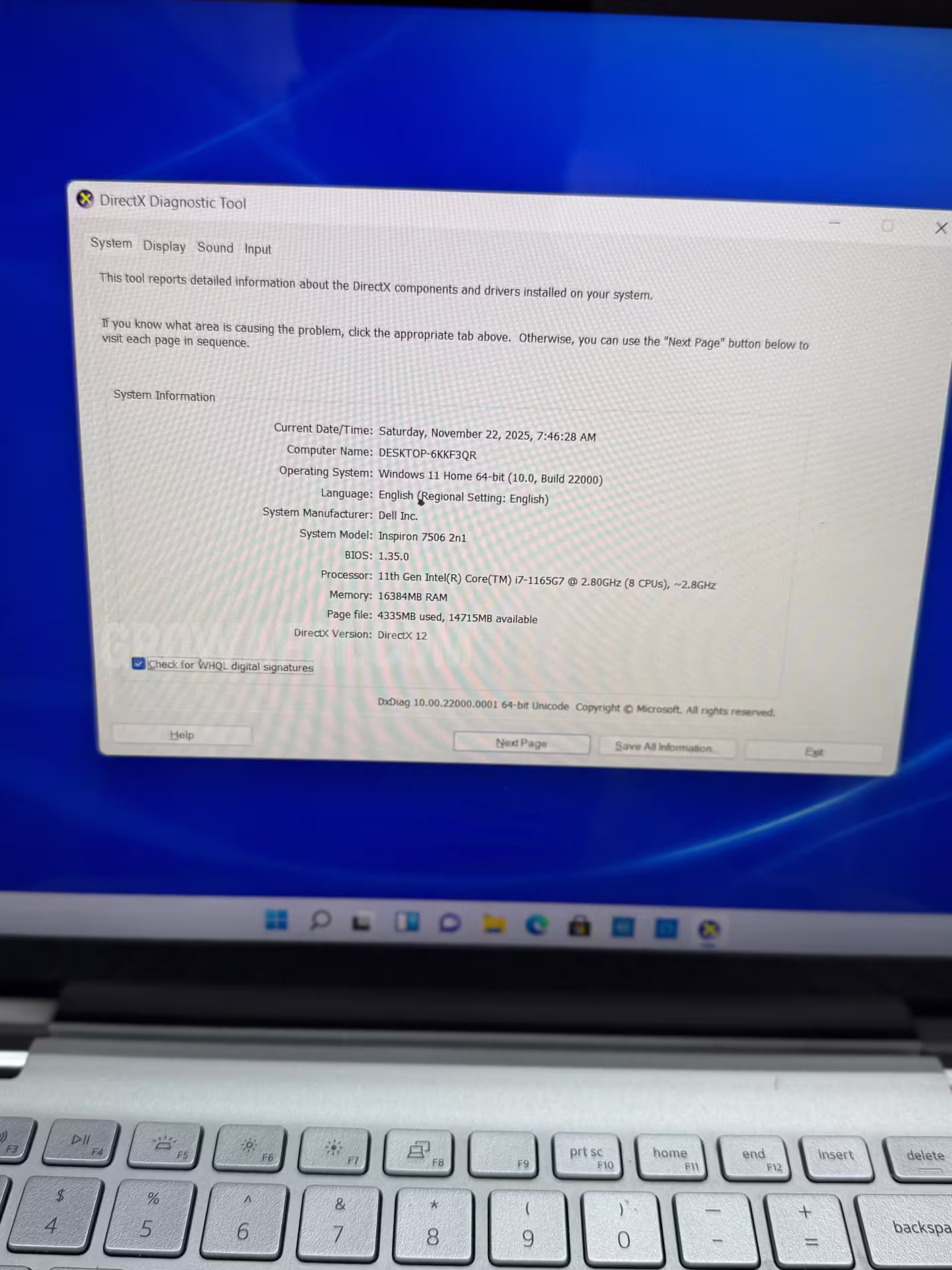 Foreign Used Dell Inspiron 7506 2in1 Touchscreen and Convertible to tablet  Intel Core i7-1165G7 16GB RAM / 512GB SSD