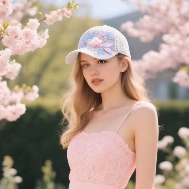 1pc Elegant Floral Lace Baseball Cap for Women