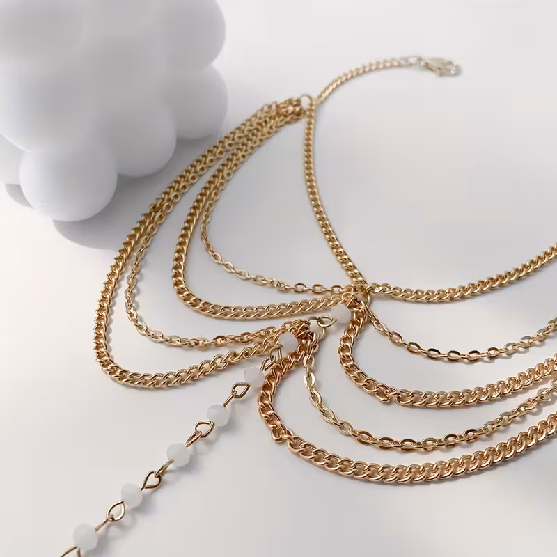 1pc Vintage Boho Multi-Layer Finger Toe Anklet, Iron Chain