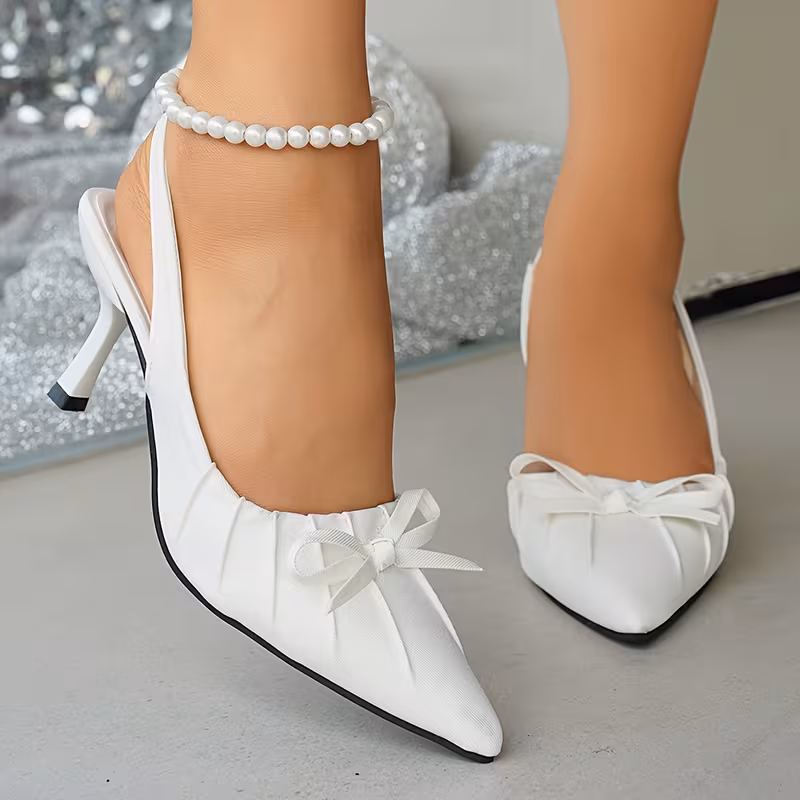 Elegant Pointed-Toe High-Heel s with Bow Accent