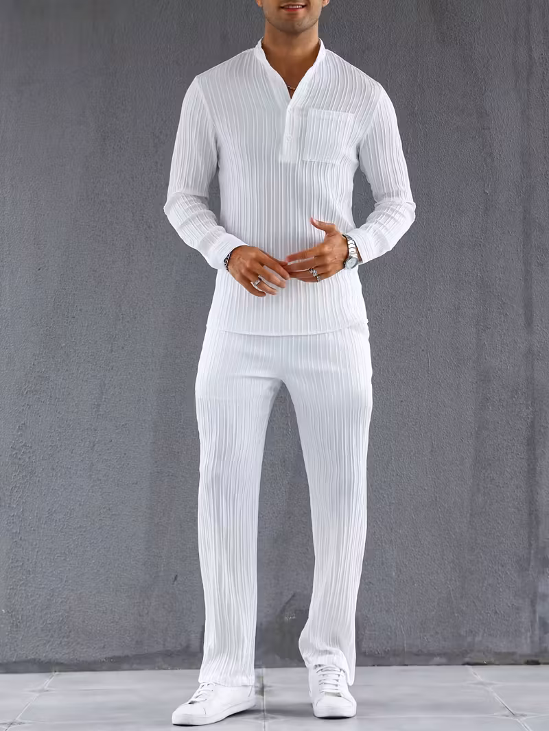 Autumn New Long Sleeve Shirt Loungewear Set for Men. 