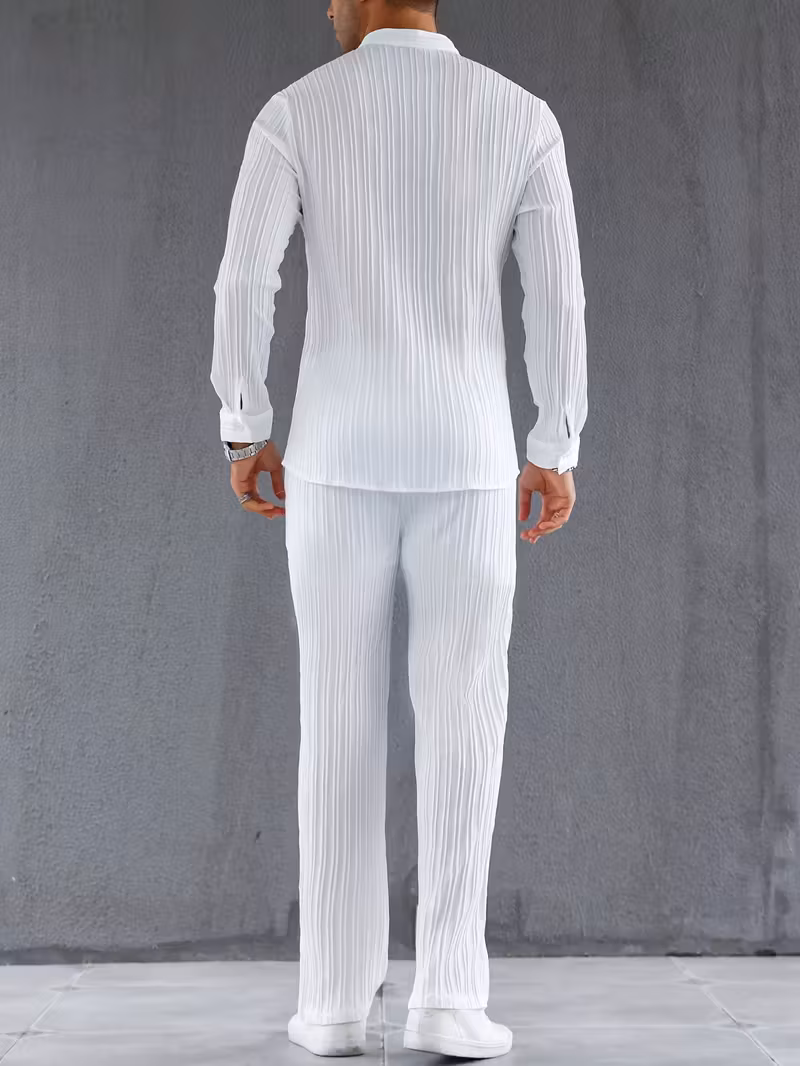 Autumn New Long Sleeve Shirt Loungewear Set for Men. 