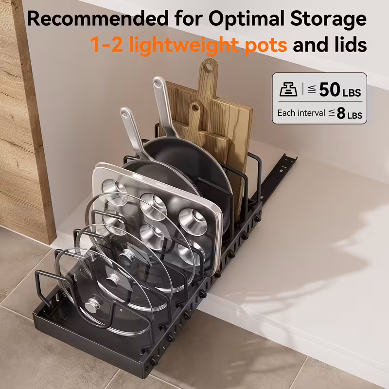 Adjustable 8-Zone Heavy-Duty Metal Kitchen Cabinet Storage Shelf