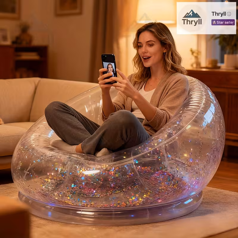 Clear Glitter Inflatable Lounge Chair